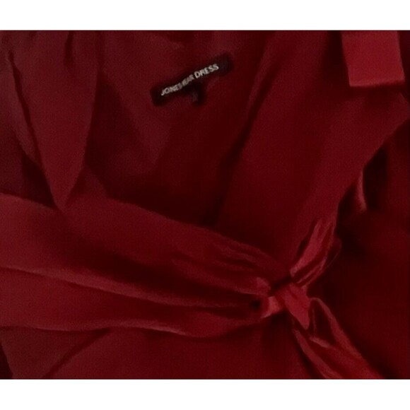 Jones Wear Evening Dress Sleeveless Faux Wrap Midi Sash Bow Red 4 Small Romantic - Picture 3 of 3